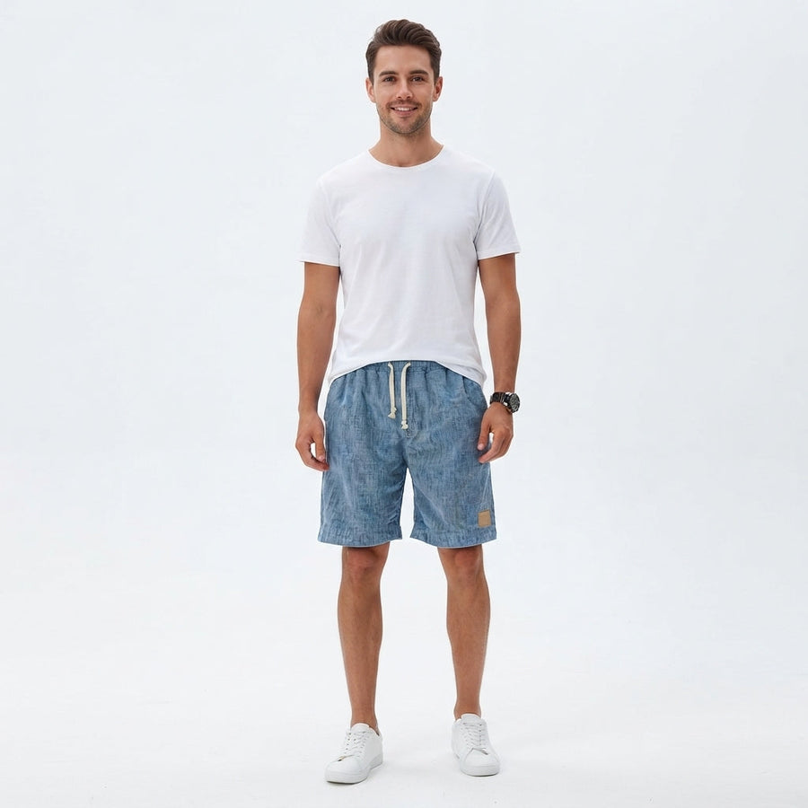 Men's Linen Shorts | Drawstring Waist Relaxed Fit Knee Length