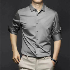 Men's Button Up Shirt | Collared Three-Quarter Sleeve Breathable