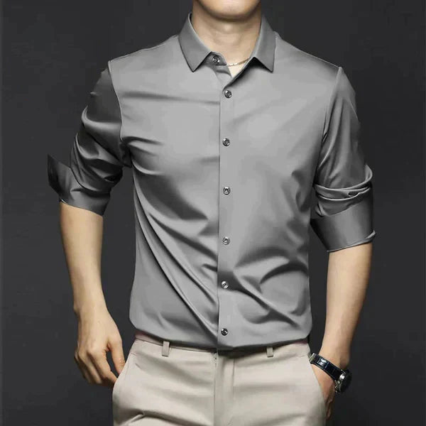 Men's Button Up Shirt | Collared Three-Quarter Sleeve Breathable