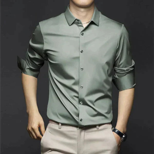 Men's Button Up Shirt | Collared Three-Quarter Sleeve Breathable