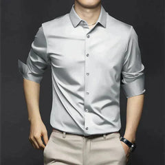 Men's Button Up Shirt | Collared Three-Quarter Sleeve Breathable