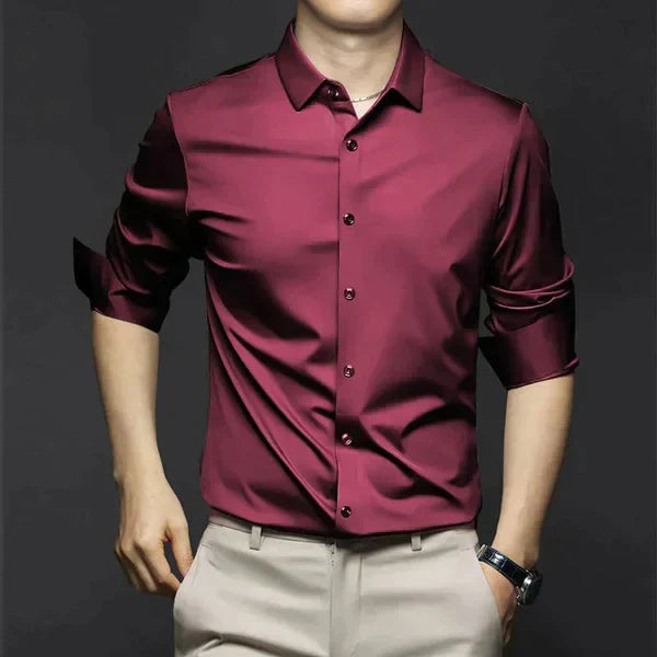 Men's Button Up Shirt | Collared Three-Quarter Sleeve Breathable