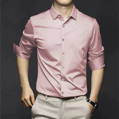 Men's Button Up Shirt | Collared Three-Quarter Sleeve Breathable