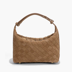 Women's Shoulder Bag | Woven Vegan Suede Quilted Hand-Woven