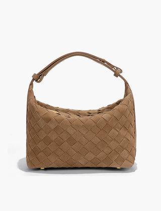 Women's Shoulder Bag | Woven Vegan Suede Quilted Hand-Woven