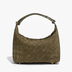 Women's Shoulder Bag | Woven Vegan Suede Quilted Hand-Woven