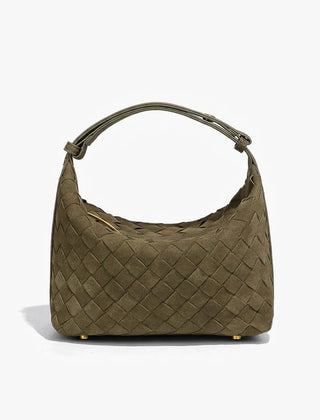 Women's Shoulder Bag | Woven Vegan Suede Quilted Hand-Woven