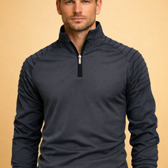 Men's Long Sleeve Top | Half Zip Neck Stretch Knit