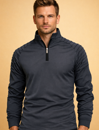 Men's Long Sleeve Top | Half Zip Neck Stretch Knit