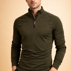Men's Long Sleeve Top | Half Zip Neck Stretch Knit
