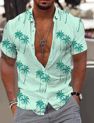 Men's Hawaiian Shirt | Short Sleeve Palm Print Button Up