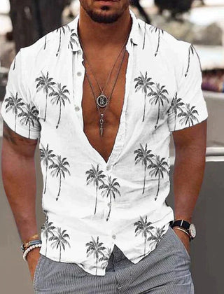 Men's Hawaiian Shirt | Short Sleeve Palm Print Button Up