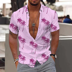 Men's Hawaiian Shirt | Short Sleeve Palm Print Button Up