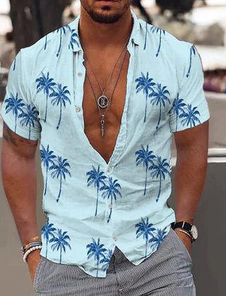 Men's Hawaiian Shirt | Short Sleeve Palm Print Button Up
