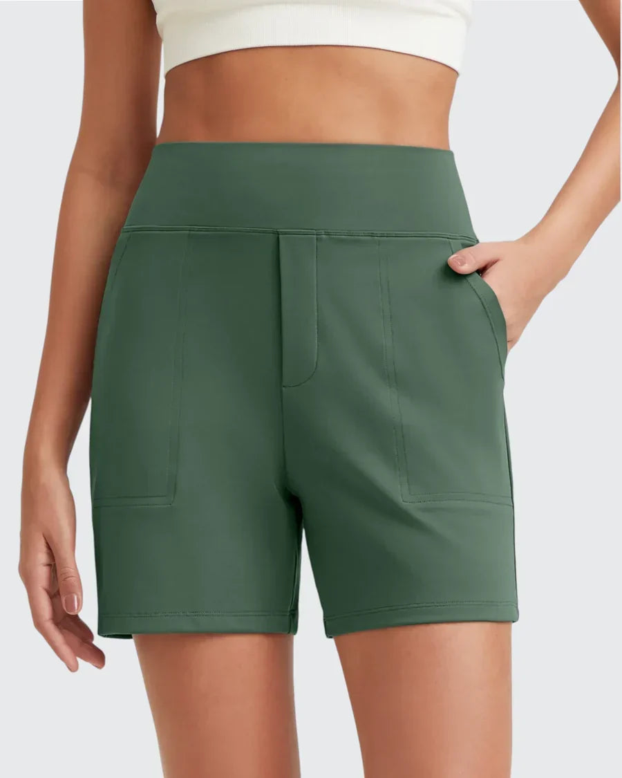 Women's Bicycle Shorts | High Waist Smoothing Pockets Cotton Blend