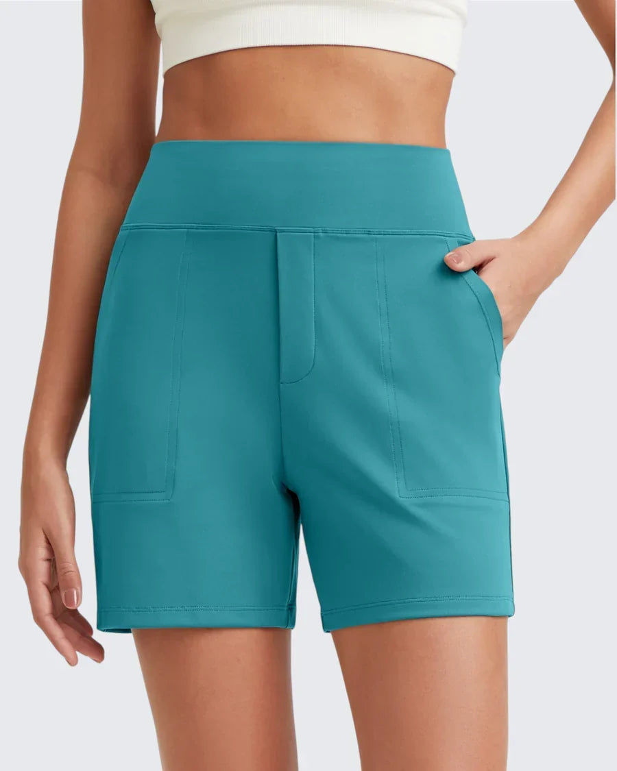 Women's Bicycle Shorts | High Waist Smoothing Pockets Cotton Blend