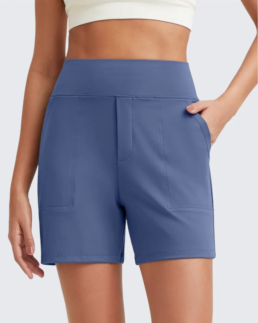 Women's Bicycle Shorts | High Waist Smoothing Pockets Cotton Blend