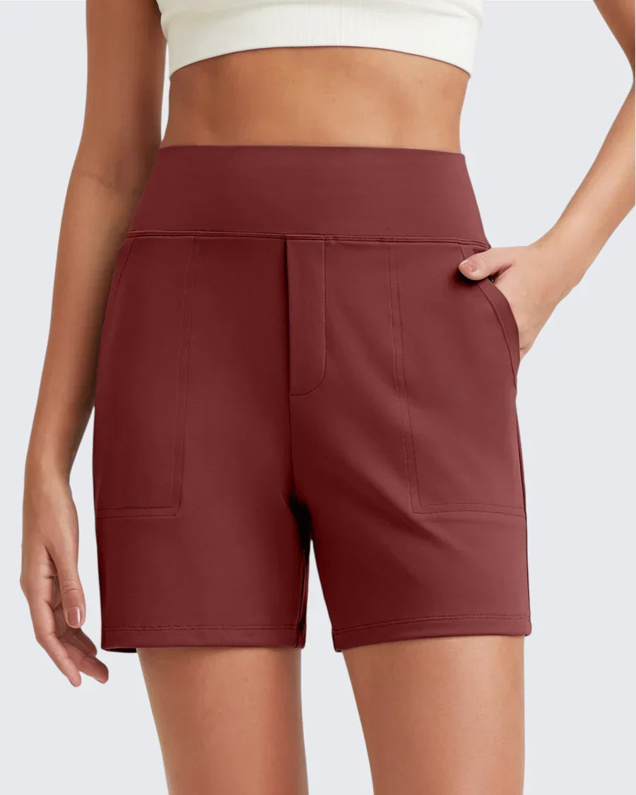 Women's Bicycle Shorts | High Waist Smoothing Pockets Cotton Blend