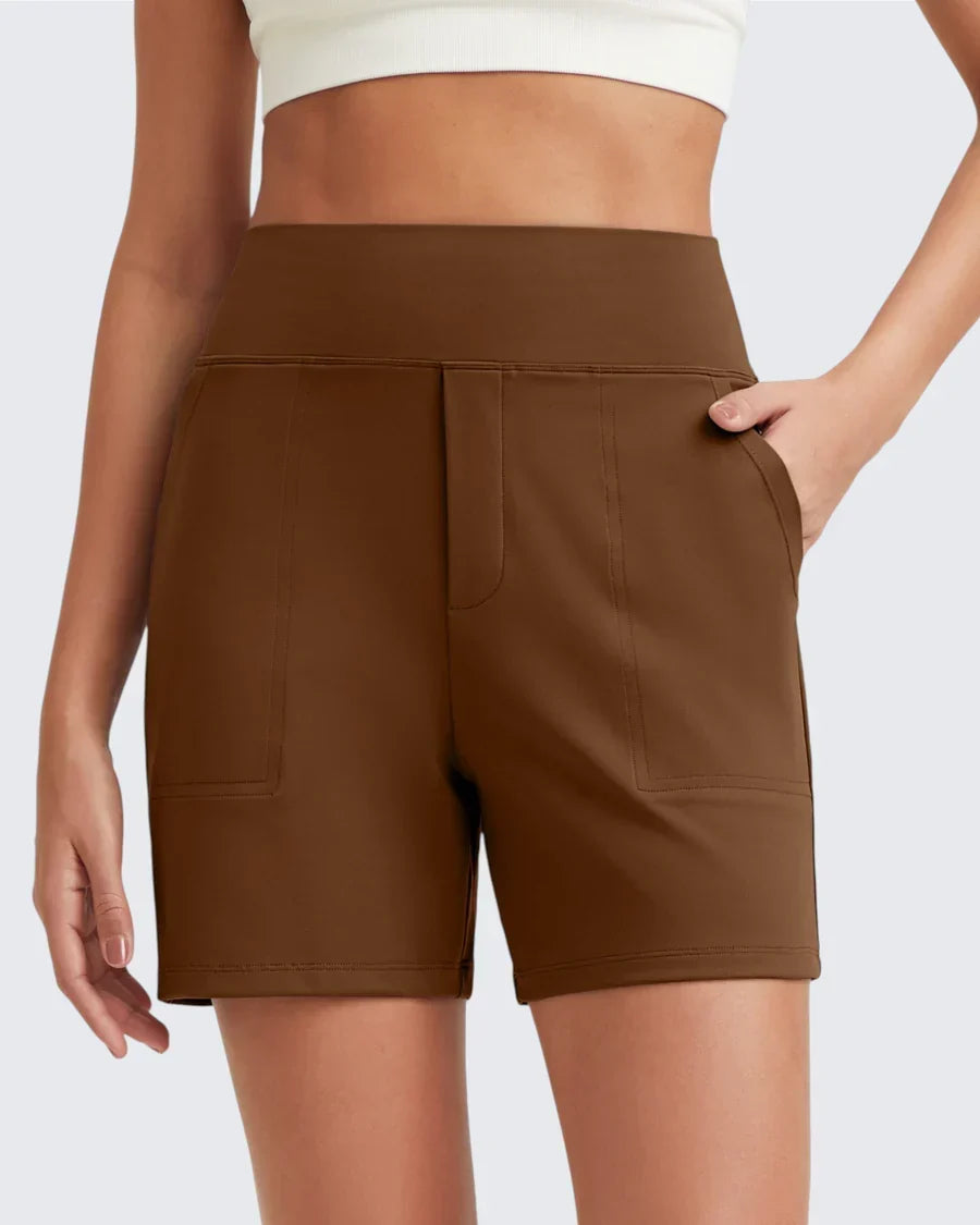 Women's Bicycle Shorts | High Waist Smoothing Pockets Cotton Blend