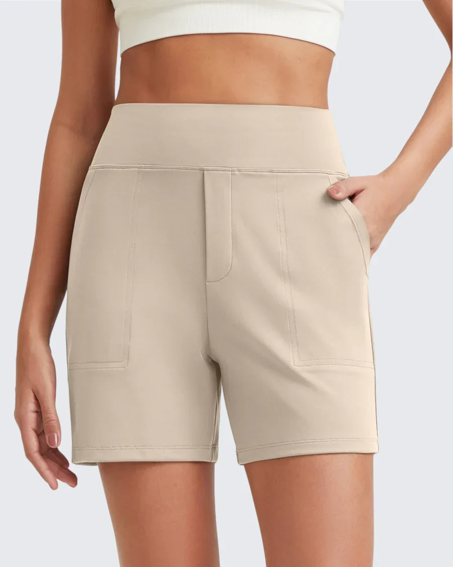 Women's Bicycle Shorts | High Waist Smoothing Pockets Cotton Blend