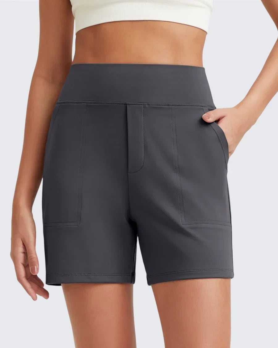 Women's Bicycle Shorts | High Waist Smoothing Pockets Cotton Blend