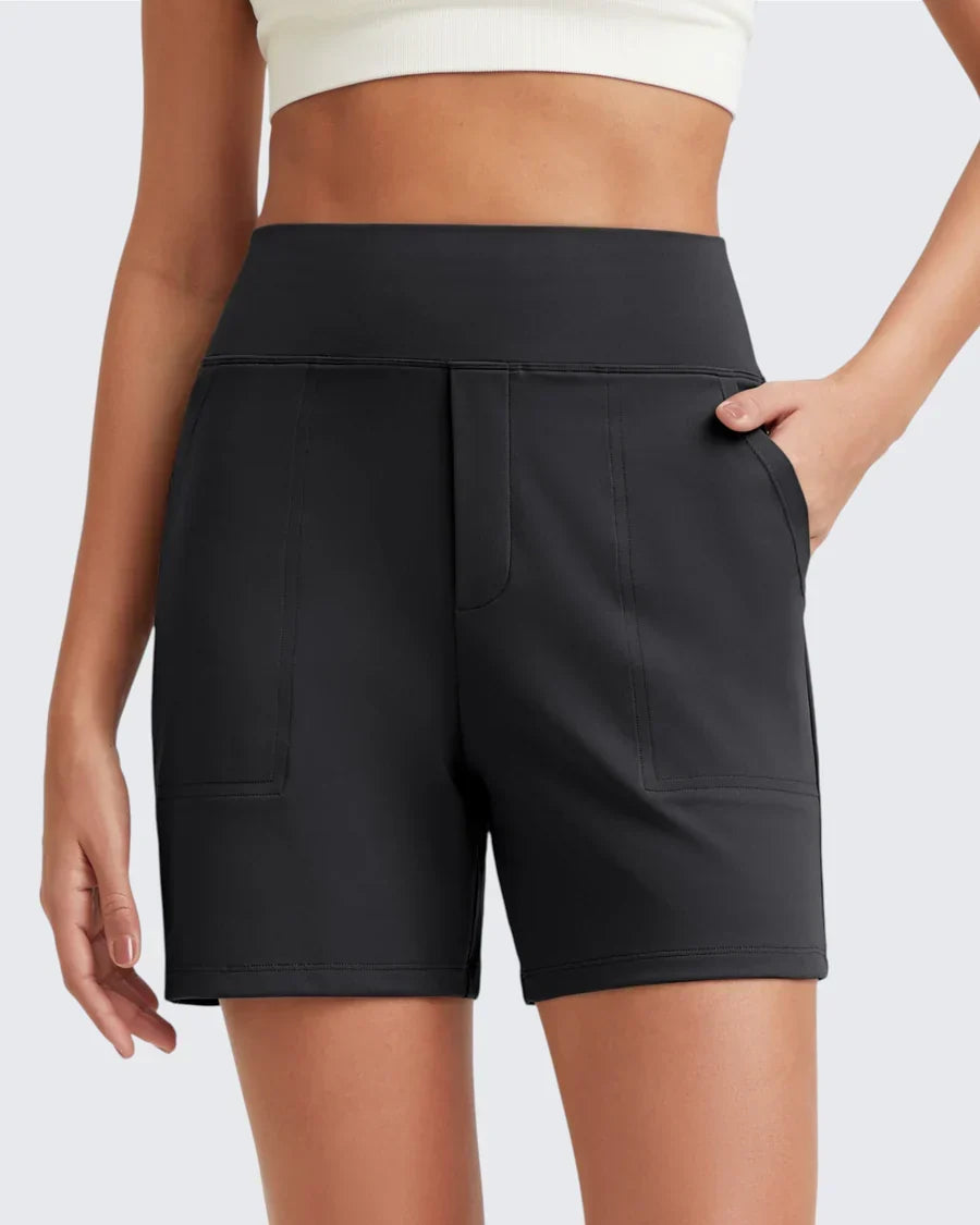 Women's Bicycle Shorts | High Waist Smoothing Pockets Cotton Blend