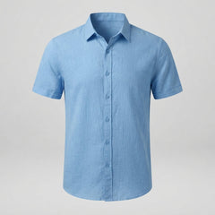 Men's Linen Shirt | Short Sleeve Collared Button Front