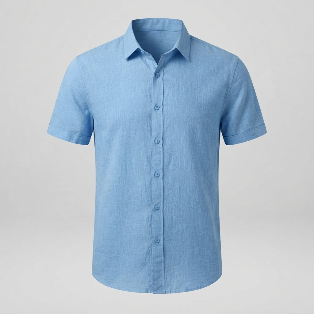 Men's Linen Shirt | Short Sleeve Collared Button Front