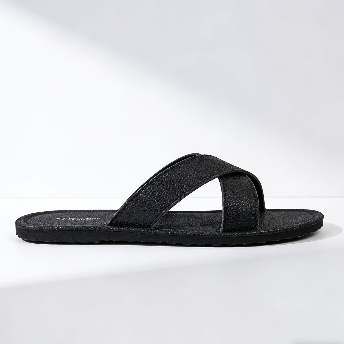 Men's Leather Sandals | Cross-Strap Open Toe Slip-On Flat