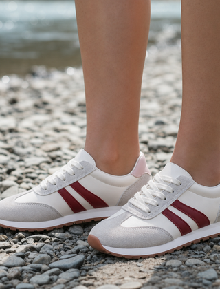 Spoleto Orthopedic Retro Stripe Sneakers in Red