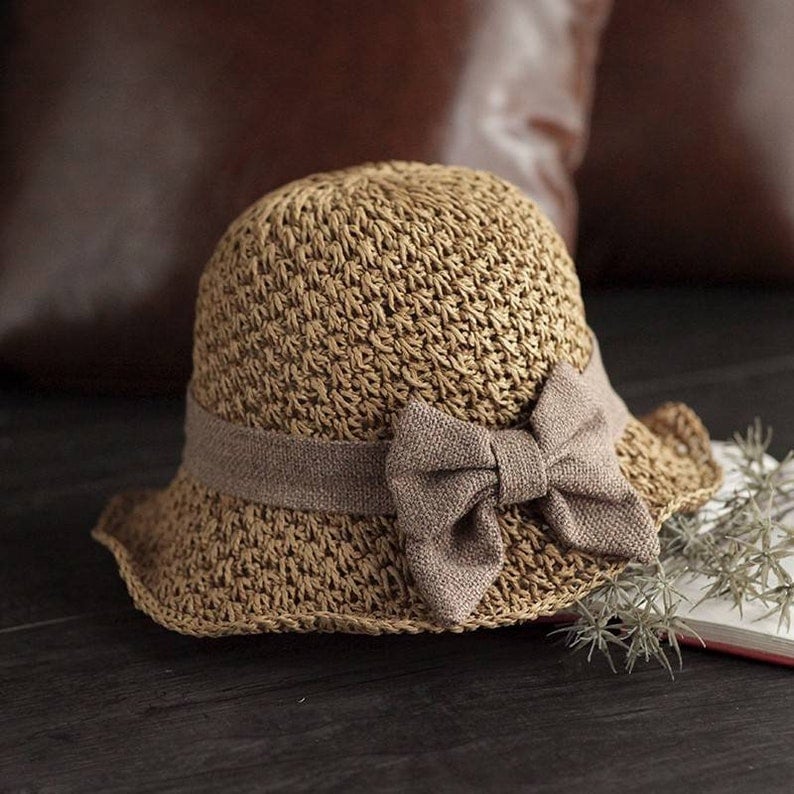 Women's Straw Sun Hat | Wide Brim Bow Packable Lightweight