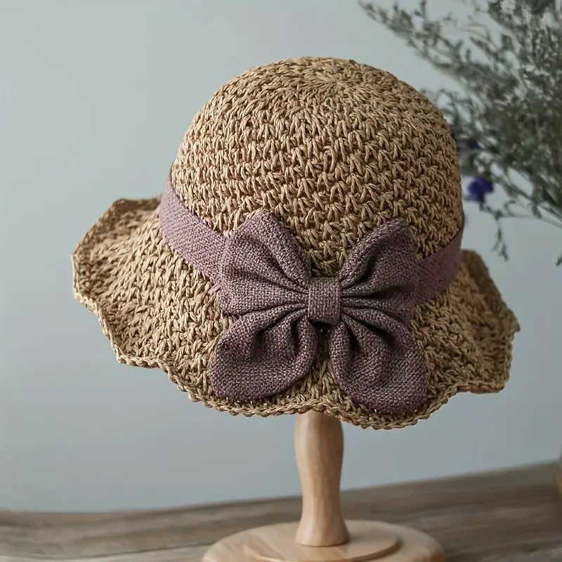 Women's Straw Sun Hat | Wide Brim Bow Packable Lightweight