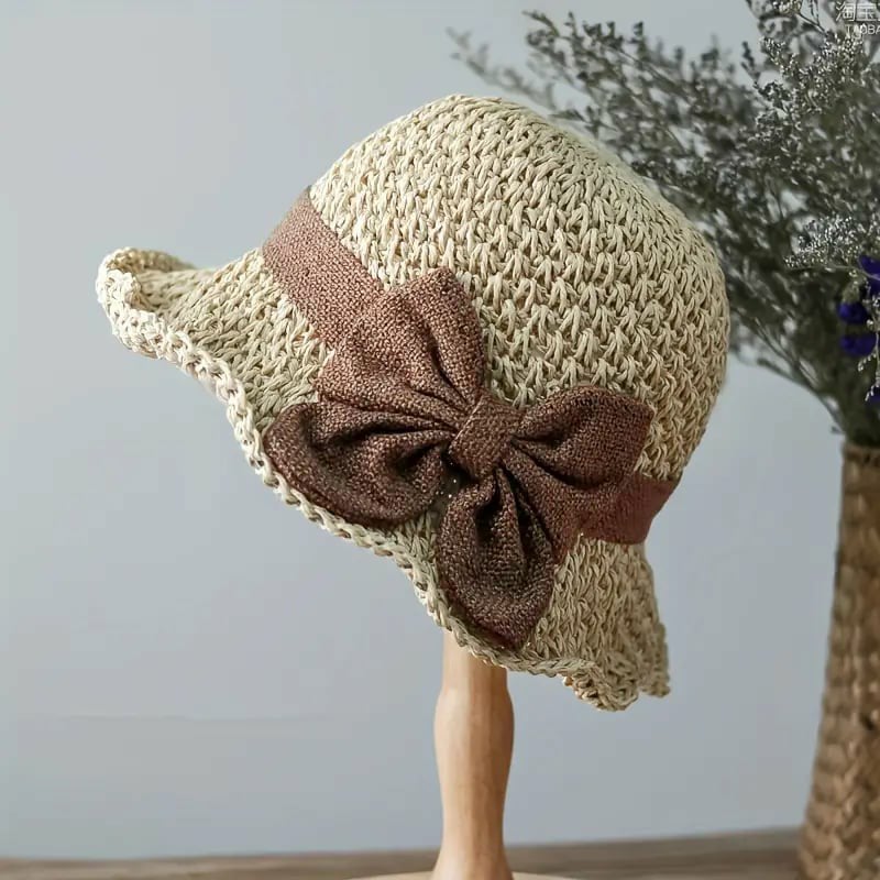 Women's Straw Sun Hat | Wide Brim Bow Packable Lightweight