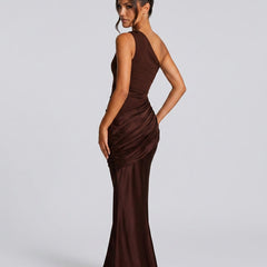 Women's Formal Dress | Maxi One Shoulder Draped Satin