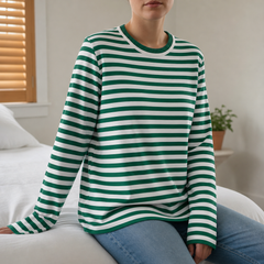 Tinos Striped Knit Top in Saphire Green