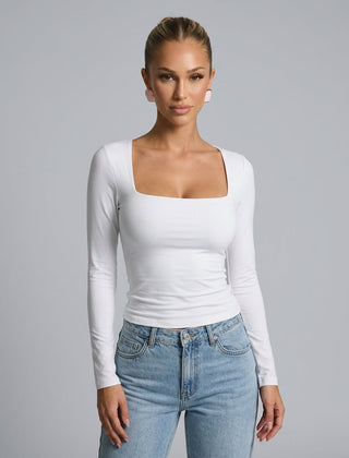 Women's Top | Square Neck Long Sleeve Knit
