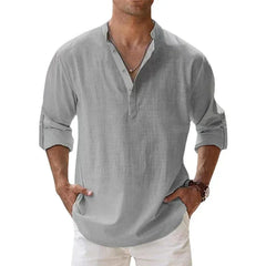 Men's Henley | V-Neck Long Sleeve Linen Relaxed Fit