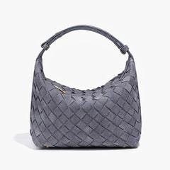 Women's Shoulder Bag | Woven Vegan Suede Quilted Hand-Woven