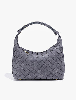 Women's Shoulder Bag | Woven Vegan Suede Quilted Hand-Woven