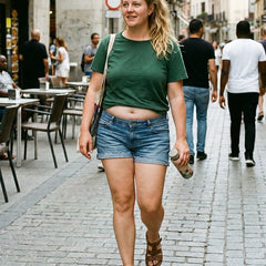 Women's Bicycle Shorts | High Waist Smoothing Pockets Cotton Blend