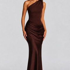 Women's Formal Dress | Maxi One Shoulder Draped Satin