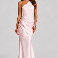 Women's Formal Dress | Maxi One Shoulder Draped Satin