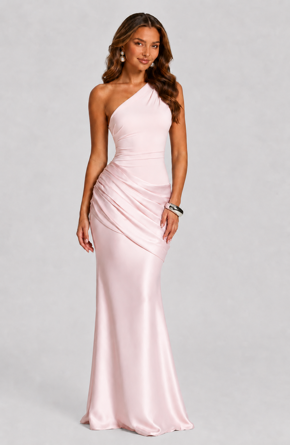 Women's Formal Dress | Maxi One Shoulder Draped Satin