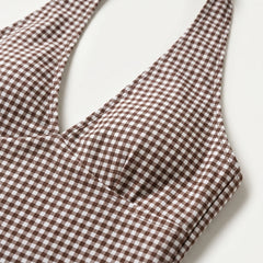 Women's Tankini | Halter Neck Gingham Contrast Waist