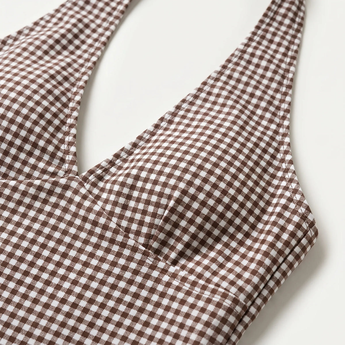 Women's Tankini | Halter Neck Gingham Contrast Waist