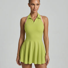 Women's Mini Shorts | Halter Neckline Sleeveless Mini Flare