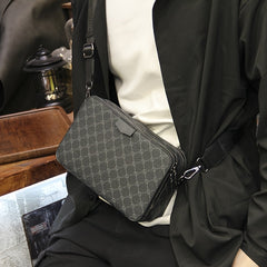 Men's Crossbody Bag | Quilted Pattern Zip Closure Adjustable Strap